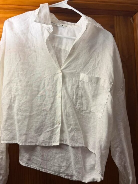 Zara Tops - Zara White Linen Button Up